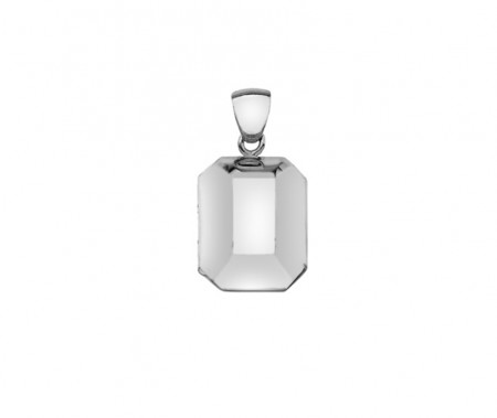 Silver plain puffed rectangle locket 23