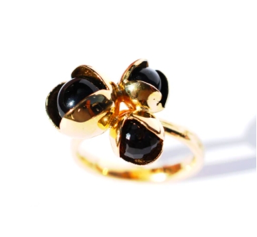 BLACK BUD FLORET TRIPLE RING